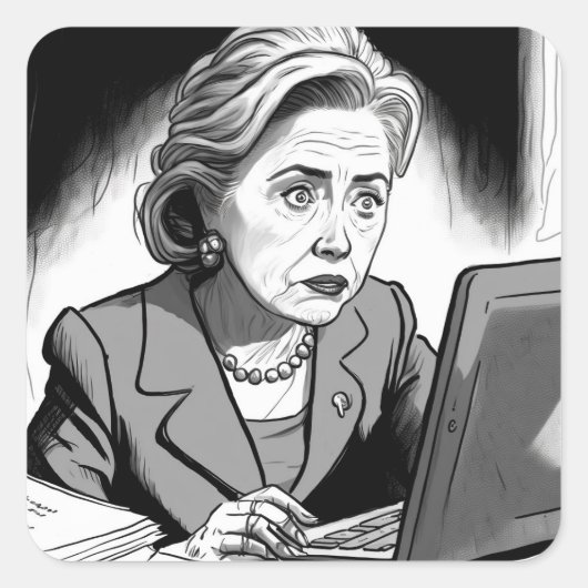 Zenuwen en Zorgvuldig: Hillary Clinton verwijdert  Vierkante Sticker (Voorkant)
