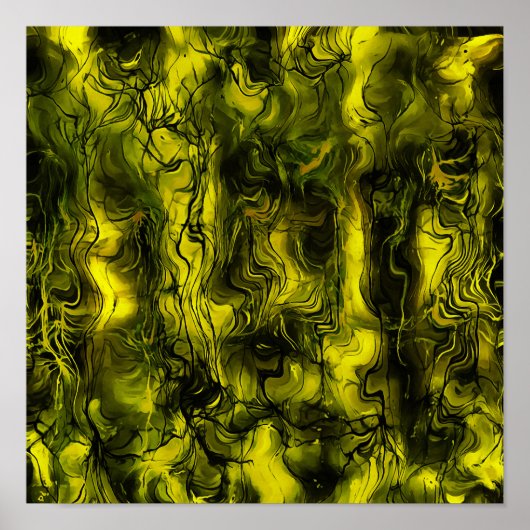 Zenuwenergie Abstract zwart-wit en geel Poster (Voorkant)