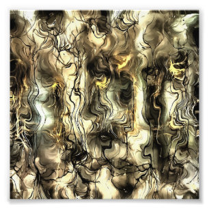 Zenuwenergie Abstracte kunst in geel en G Foto Afdruk
