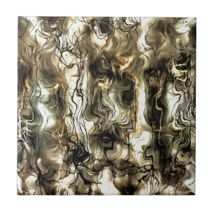 Zenuwenergie Abstracte kunst in geel en G Tegeltje