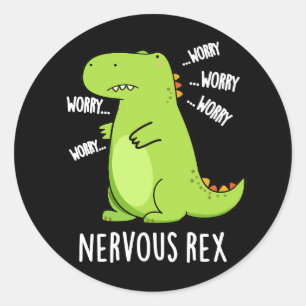 Zenuwrex Funny Dinosaur TRex Pun Dark BG Ronde Sticker