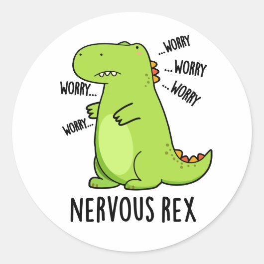 Zenuwrex Funny Dinosaur TRex Pun Ronde Sticker (Voorkant)