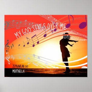 Zeph 3:17 MIJN GOD-ZITTINGEN OVER MIJ, GESCHIKT RE Poster