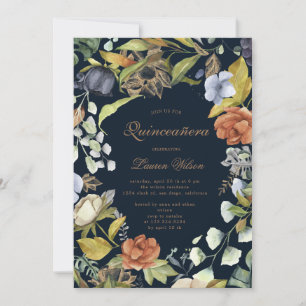 zephyr blue floral quinceanera fotokaart save the date