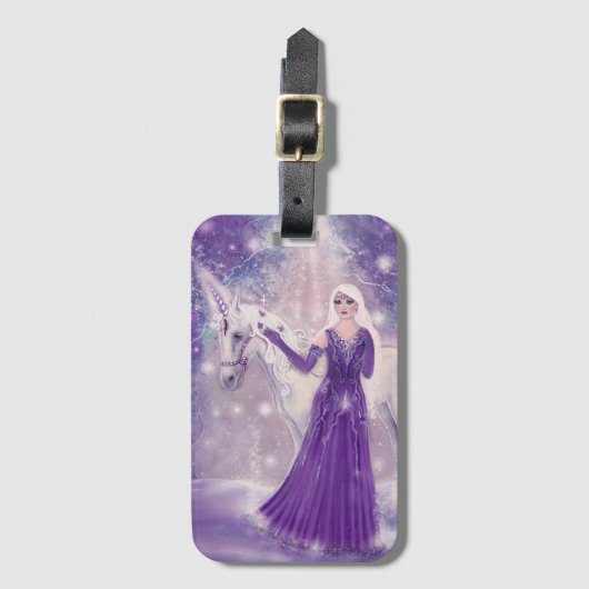 Zephyr unicorn en sprookkunst van Renee Lavoie Bagagelabel (Voorkant (verticaal))