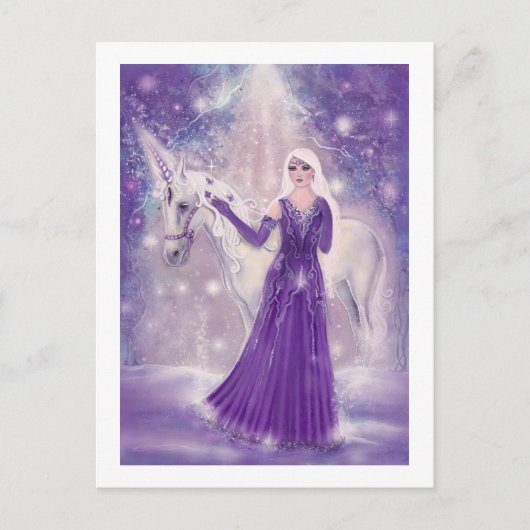 Zephyr unicorn en sprookkunst van Renee Lavoie Briefkaart (Voorkant)