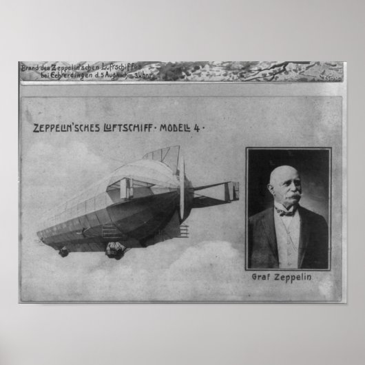 Zeppelin Airship Model 4 & Graf (graaf) Zeppelin Poster (Voorkant)