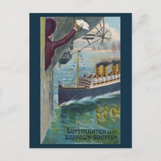  Zeppelin en Ocean Liner Hartelijk dank Briefkaart (Voorkant)