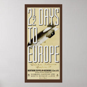 Zeppelin Hindenburg Vintage Poster