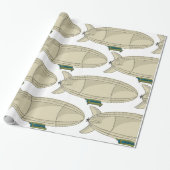 Zeppelin Luchtship Retro Sci-Fi Blimp Cadeaupapier (Uitgerold)