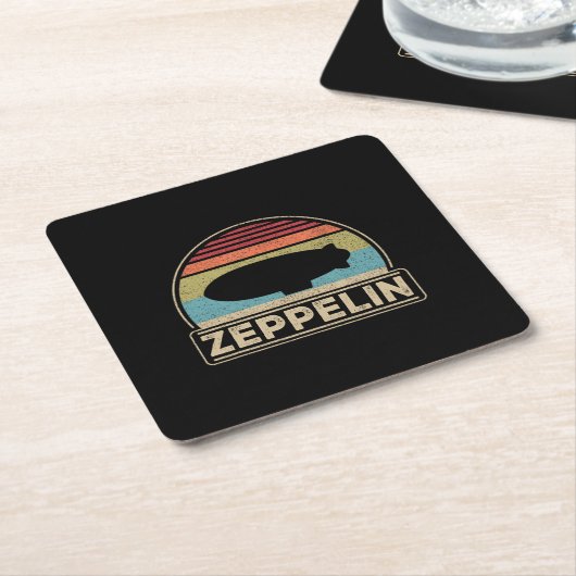 Zeppelin  Retro Zeppelin Shirt Vierkante Kartonnen Onderzetter (Schuin)