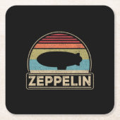Zeppelin  Retro Zeppelin Shirt Vierkante Kartonnen Onderzetter (Voorkant)