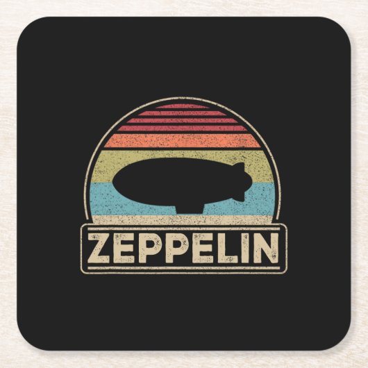 Zeppelin Retro Zeppelin Shirt Vierkante Kartonnen Onderzetter (Voorkant)