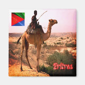 zER007 ERITREA, Camel en Rider, Afrika, Fridge Magneet (Voorkant)
