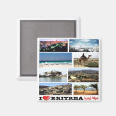 zER013 ERITREA, I Love, Mosaic, Africa, Fridge Magneet (Voorkant / Achterkant)