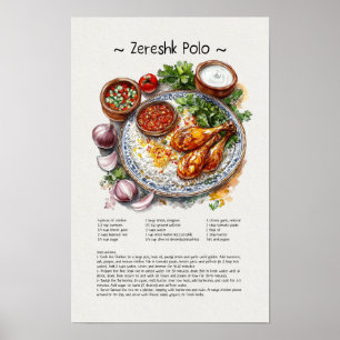 Zeresk Polo Waterverf Perzisch eten Poster