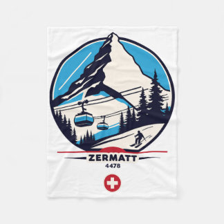 Zermatt 4478 - Skien op de Problemhorn Fleece Deken