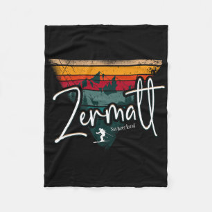 Zermatt alpines skiën vintage Zwitserse Alpen Zwit Fleece Deken