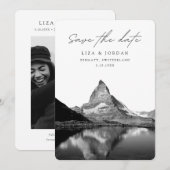 Zermatt Bewaar de datum Zwitserland Zwart & Wit Kaart (Voorkant / Achterkant)