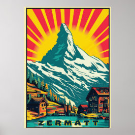 Zermatt, Matterhorn, Zwitserland,Ski Poster