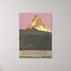 Zermatt Matterhorn  Zwitserland Skiing Canvas Afdruk