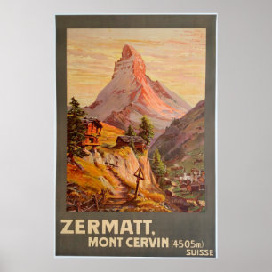 Zermatt, Mont Cervin, Suisse, Poster de ski