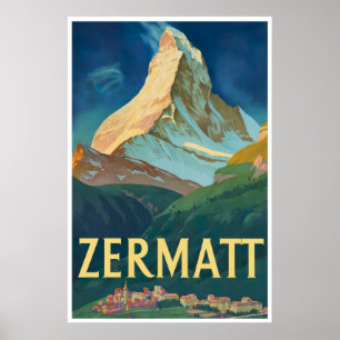 Zermatt Schilderij Zwitserland Ski Poster Zwitsers