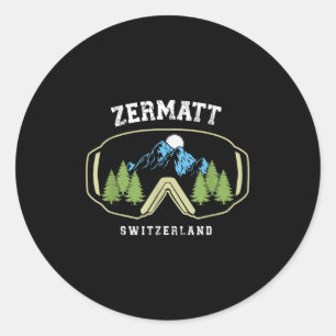 Zermatt Skibril Alpen Skiën Zwitserse Alpen Zwitse Ronde Sticker