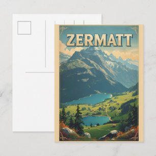 ZERMATT skicadeaus Zwitserland natuur vintage Briefkaart