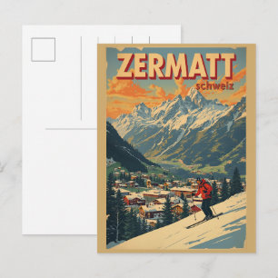 ZERMATT skicentrum Zwitserland natuur cadeaus Briefkaart