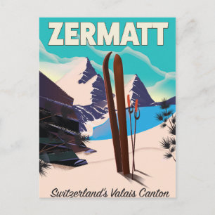 Zermatt Skivakantieposter Briefkaart
