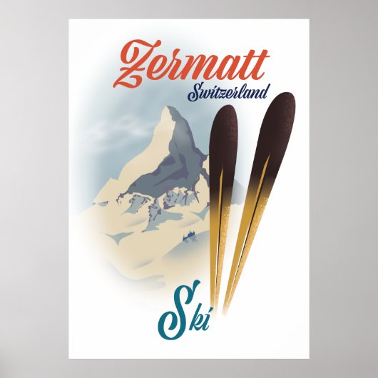 Zermatt Suisse affiche vintage ski (Devant)