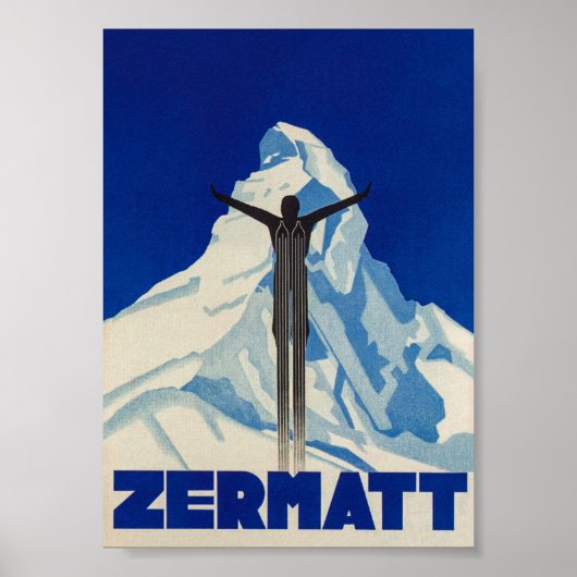 Zermatt Suisse Matterhorn Poster de ski Vintage (Devant)