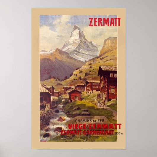 Zermatt Swiss Vintage Poster 1900 (Voorkant)