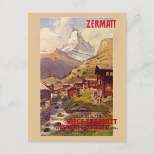 Zermatt Swiss Vintage Poster 1900 Briefkaart
