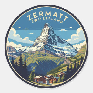 Zermatt Switzerland Matterhorn Ronde Sticker