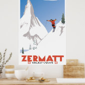Zermatt, Valais, Zwitserland, Ski Poster (Keuken)