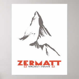 Zermatt, Valais, Zwitserland, Ski Poster