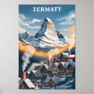 Zermatt Zwitserland Beroemde Reisplaats Poster
