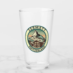 Zermatt Zwitserland Illustratie Reizen Art Badge Glas