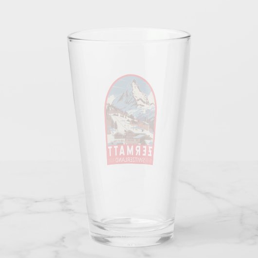 Zermatt Zwitserland Illustratie Reizen Art Retro Glas (Achterkant)