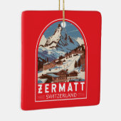Zermatt Zwitserland Illustratie Reizen Art Retro Keramisch Ornament (Rechts)