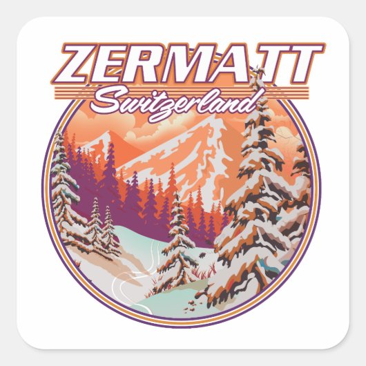 Zermatt Zwitserland logo Vierkante Sticker (Voorkant)