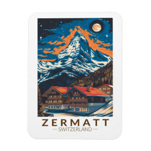 Zermatt Zwitserland Matterhorn Travel Art Vintage Magneet
