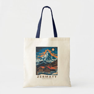 Zermatt Zwitserland Matterhorn Travel Art Vintage Tote Bag