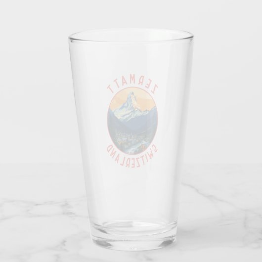 Zermatt Zwitserland Retro Distressed Circle Glas (Achterkant)