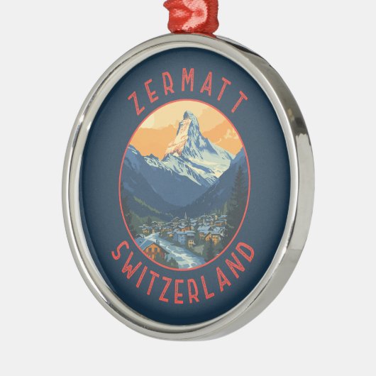 Zermatt Zwitserland Retro Distressed Circle Metalen Ornament (Links)