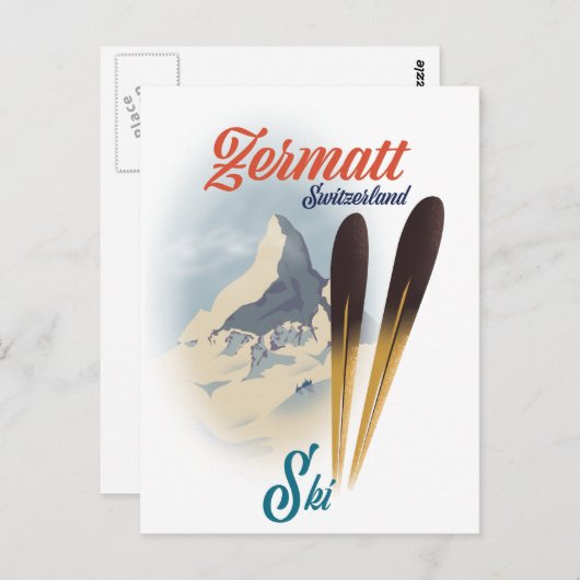 Zermatt Zwitserland ski-poster Briefkaart (Voorkant / Achterkant)