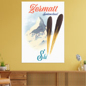 Zermatt Zwitserland ski-poster Canvas Afdruk (Insitu (Woonkamer))