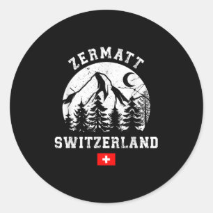 Zermatt Zwitserland Skigebied Alpen Alpineskiën Ronde Sticker